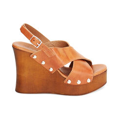 WOMEN SHOES CLOG COW LEATHER COGN, Primadonna, 234305444VACOGN035, 001 preview