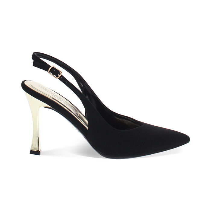 Zapato slingback de mujer negro altos, Primadonna, 252102602LYNERO035