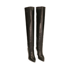 Cuissardes noires en cuir, talon 10 cm , Primadonna, 20L660045PENERO035, 002a