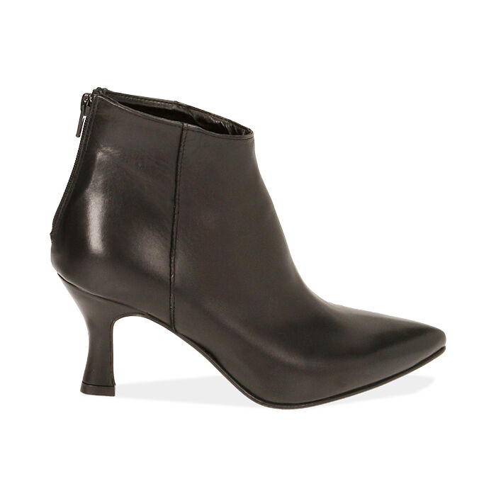 Ankle boots neri in pelle, tacco 7 cm  , SPECIAL SALE, 18A560030PENERO036