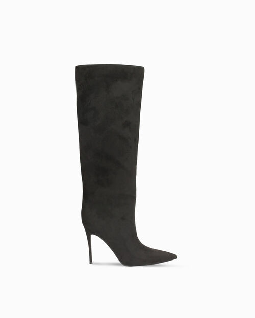 Bottes noires en microfibre avec talon de 10 cm, BLACK