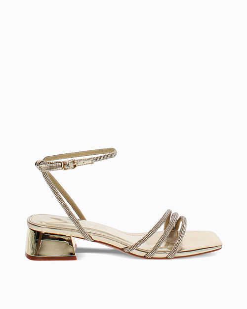 ZAPATOS SANDALIA LAMINADO PIEDRAS OROG, GOLD