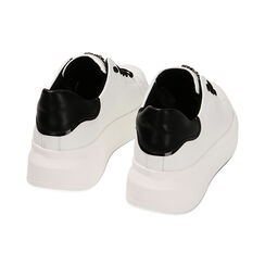 Sneakers bianche con pietre, suola 4,5 cm, Primadonna, 222866332EPBIAN035, 003 preview