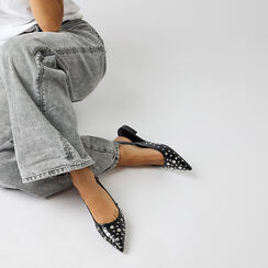 Ballerina slingback nera con borchie lucide, Primadonna, 264906053SBNERO041, 002 preview