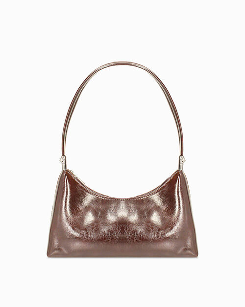 Mini bag marr&oacute;n brillante a bandolera, BROWN