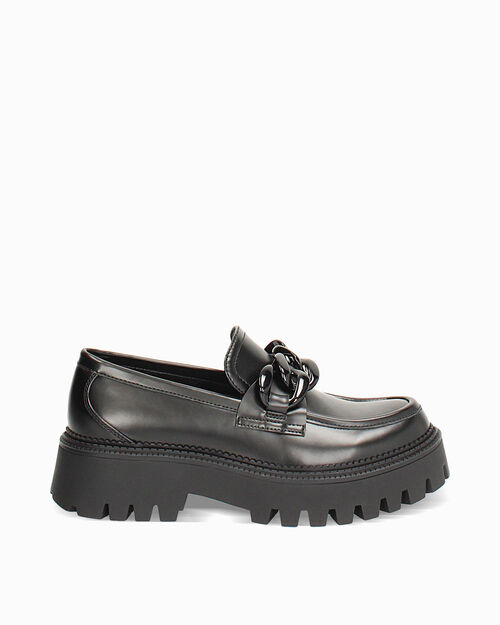 CHAUSSURES POUR FEMMES MOCASSINS SYNTHET, BLACK