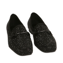 WOMEN SHOES MOCASSINS MICROFIBER STONES, 224910185MPNERO035, 002a