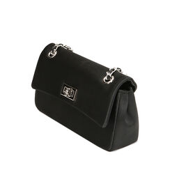 Borsa a tracolla in raso nero, Primadonna, 215124675RSNEROUNI, 002a