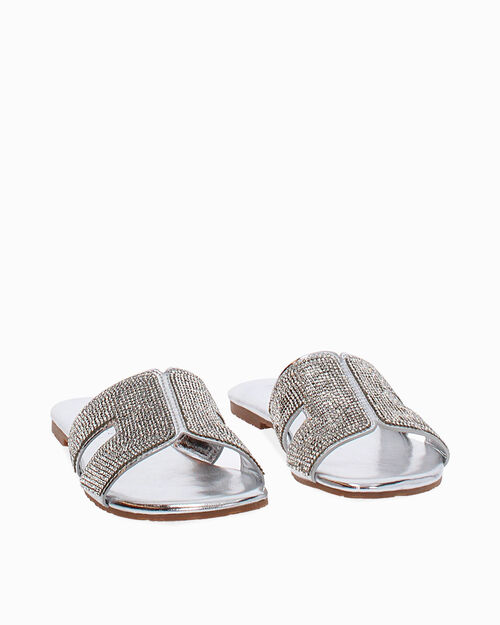 ZAPATOS FLAT LAMINADO PIEDRAS ARGE, SILVER