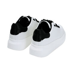 Sneakers bianche con perle, suola 4,5 cm, Primadonna, 222866052EPBIAN035, 003 preview