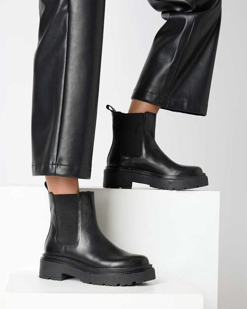 Stivaletti beatles neri in vera pelle, BLACK