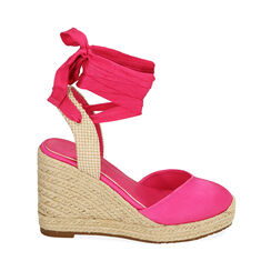 Espadrillas fucsia in raso, zeppa 10 cm, Primadonna, 214998040RSFUCS035, 001 preview