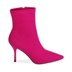 Ankle boots fucsia in lycra, tacco 8,5 cm , 182162809LYFUCS035, 001a