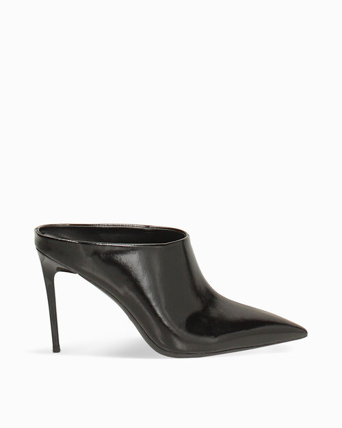 Sabot noir brillant talon 10 cm, BLACK