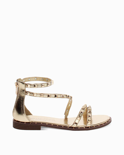 Sandali bassi oro con borchie, GOLD