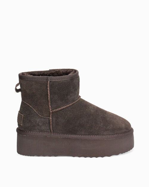 Bottines en daim brun fonc&eacute; avec talon de 4,5 cm, DK BROWN