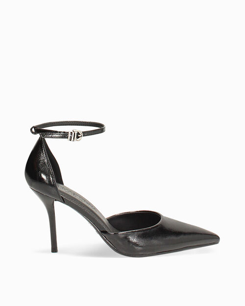 D&eacute;collet&eacute; nere con cinturino e tacco 9 cm, BLACK