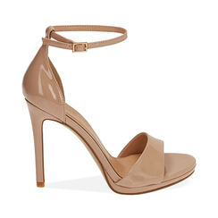 Sandali nude in vernice, 11 cm , 192133410VENUDE036, 001a
