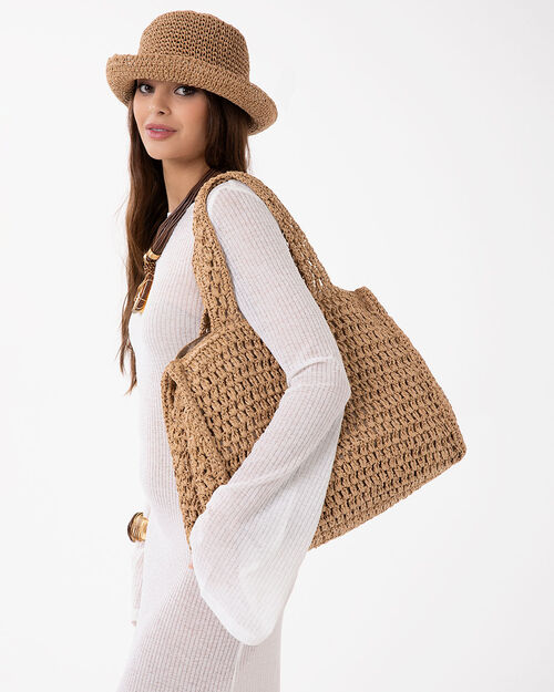 BORSA MARE GRANDE SINTETICO RAFFIA BEIG, BEIGE