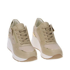 Sneakers beige con zeppa, Primadonna, 232850910EPBEIG035, 002a