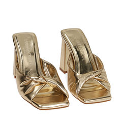 Mules oro, tacco 8,5 cm , SPECIAL SALE, 192142202LMOROG035, 002a