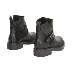 Boots motard en cuir lavé noir avec détails distinctifs, Primadonna, 261025207PANERO036, 003 preview