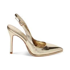 Décolleté slingback oro laminate, tacco 10 cm, Primadonna, 232186203LMOROG035, 001 preview