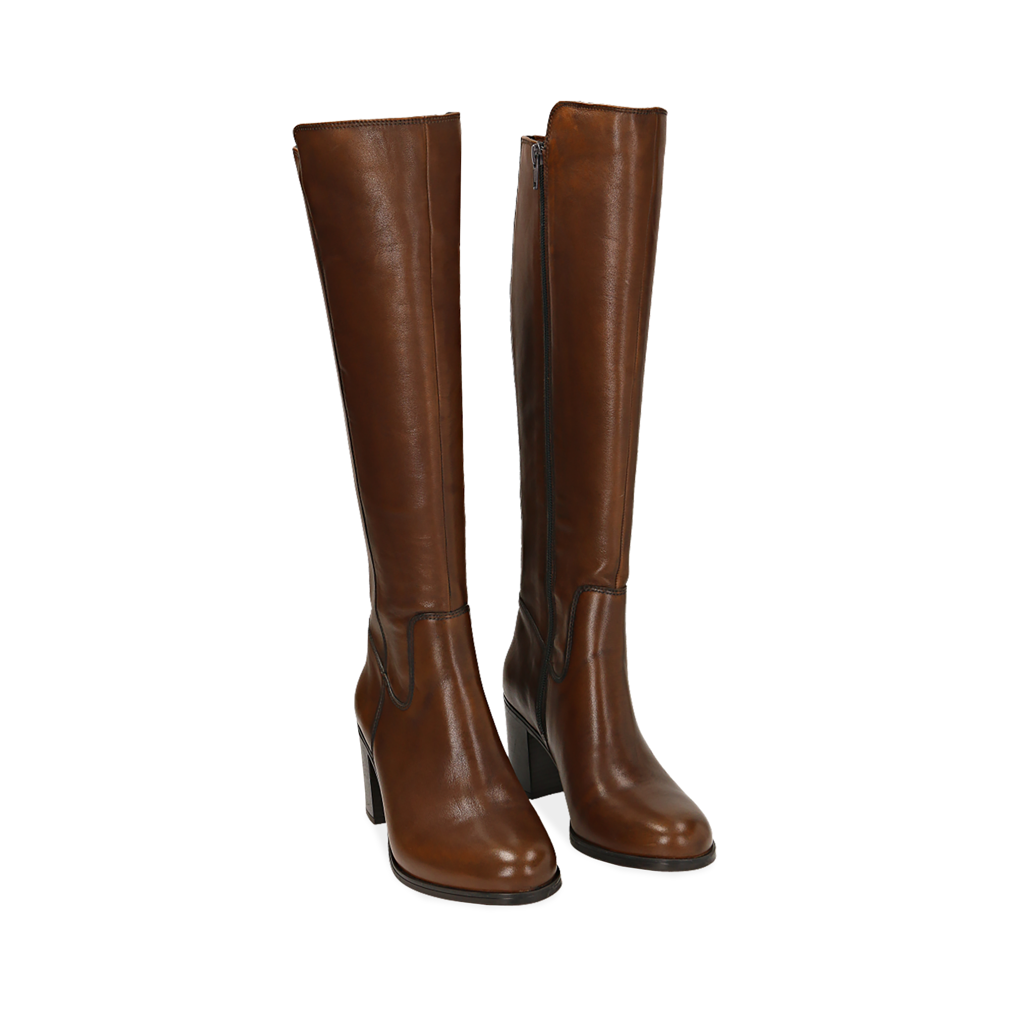 Stivali texani donna cuoio in pelle tacco a cono made in italy kikkiline  tronchetto marroni - Stileo.it