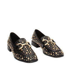 Mocassino nero borchiato basso, Primadonna, 244943801EPNERO036, 002a