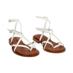 Sandalias planas mujer blancas de cuero, Primadonna, 25B817031PEBIAN035, 003 preview