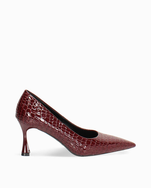 D&eacute;collet&eacute; burdeos efecto cocodrilo tac&oacute;n 7,5 cm, BURGUNDY