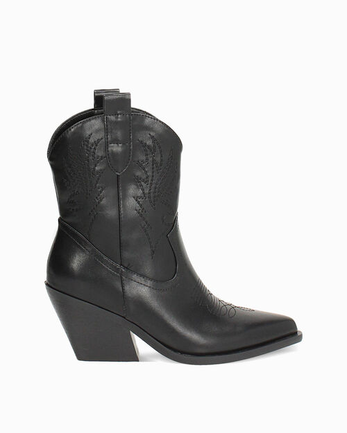 Tronchetto texano da donna con tacco 8 cm, BLACK