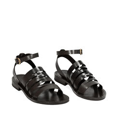 WOMEN SHOES FLAT COW LEATHER NERO, Primadonna, 23B814027VANERO035, 002a