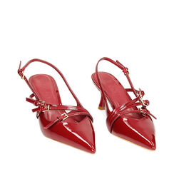 Décolleté slingback cherry in vernice, tacco 6 cm, 232118220VECHER041, 002a
