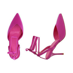 Décolleté slingback fucsia in tessuto, tacco 8,5 cm, Primadonna, 212162801LYFUCS036, 003 preview