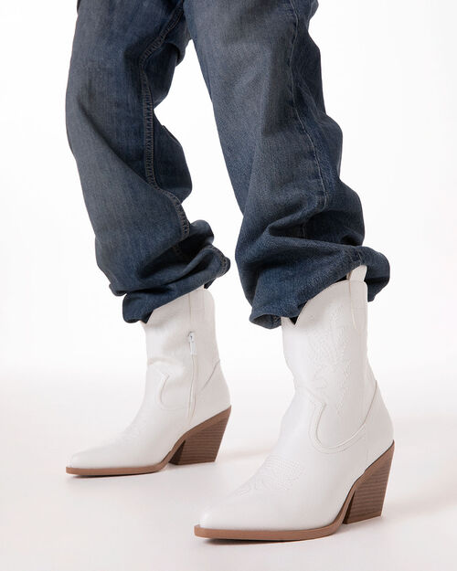 Tronchetti texani bianchi tacco 6,5 cm, WHITE