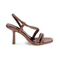 Sandalia de tacón de mujer de color cobre laminado, Primadonna, 252102302LPRAME035, 001 preview