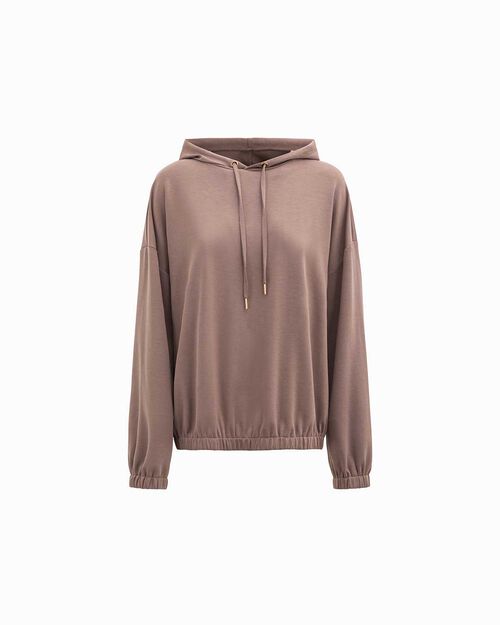 Sweat taupe avec capuche pour femme, TAUPE