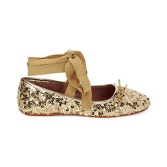 Ballerine lace-up oro con paillettes, Primadonna, 234930918PLOROG035, 001 preview