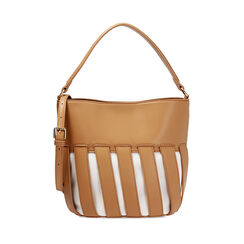 Borsa a spalla donna cognac, a secchiello, Primadonna, 25D508563EPCOGNUNI, 001a