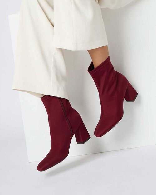 WOMEN SHOES DEMI-BOOT LYCRA BORD, BURGUNDY