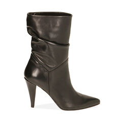 Ankle boots neri in pelle, tacco 10 cm , Primadonna, 20L660062PENERO036, 001a