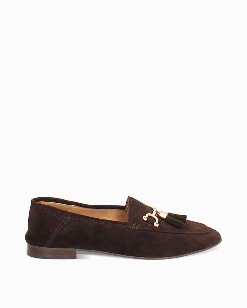 WOMEN SHOES MOCASSINS SUEDE MORO, DK BROWN