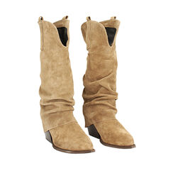 Stivali texani in camoscio taupe con tacco 6 cm, Primadonna, 261020644CMTAUP036, 002a
