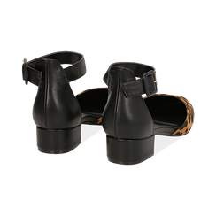 D&eacute;collet&eacute; leopard in microfibra con cinturino alla caviglia, tacco 3,50 cm , Scarpe, 144820733MFLEOP037, 004 preview