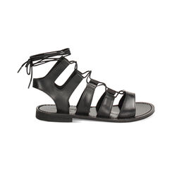 Sandalias bajas de mujer negras en vacchetta, Primadonna, 25B814004VANERO036, 001 preview