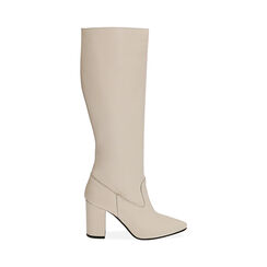 Botas crema de piel, tacón de 9 cm., Primadonna, 19L601651PEPANN036, 001 preview