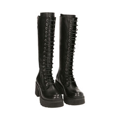 Anfibi neri in pelle, tacco 7 cm, Special Price, 18L628920PENERO036, 002 preview