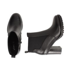 Chelsea boots neri in eco-pelle, tacco 8,5 cm , Scarpe, 143066110EPNERO035, 003 preview