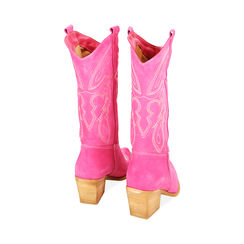 Stivali texani fucsia in camoscio, tacco 7 cm, Primadonna, 21A500901CMFUCS036, 003 preview